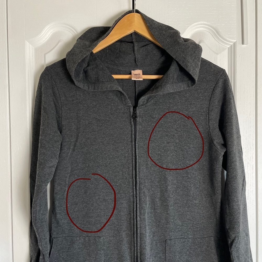 Smash + Tess Long Sleeve Hooded Jumpsuit Women’s M Charcoal Gray Zip Super Soft - Picture 4 of 15